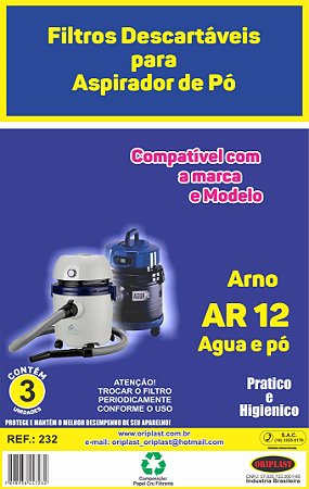 KIt C/3 Filtro Saco Coletor de Pó para Aspirador de Pó Arno AR12 e H3P0