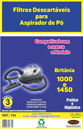 Kit C/3 Filtro Saco Coletor de Pó para Aspirador de Pó Britania ASP1000 e 1450