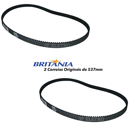 Kit com 2 Correia Dentada Original para Panificadora Britânia Multi Pane ( 537mm de Diâmetro )