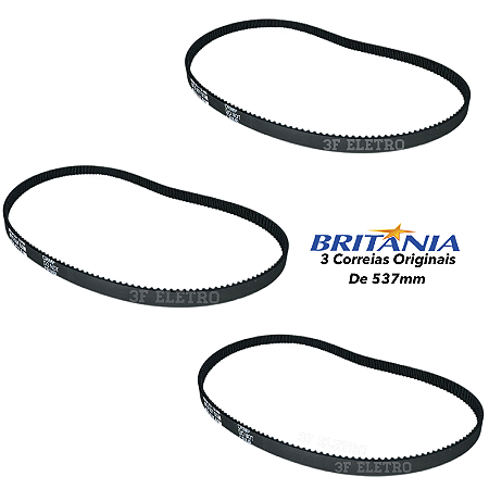 3 Correias para Panificadora Britânia Multi Pane ( 537mm de Diâmetro Original Britania )