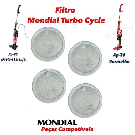 Filtro Lavável para Aspirador de Pó Mondial AP-35 AP-36 ( KIT C/4 PEÇAS DE ALTA QUALIDADE )