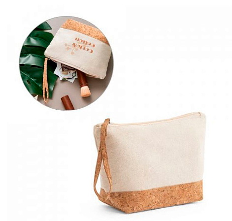 Necessaire Algodão com Cortiça - Personalizada em Silk ou Bordado - Kit com  20 unidades
