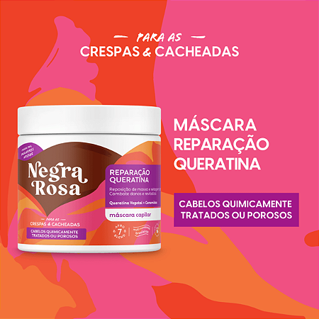 Máscara Capilar Reparação Queratina Negra Rosa 500g