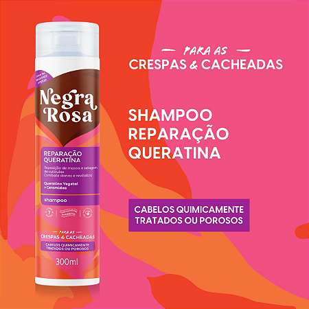 Shampoo Reparação Queratina Negra Rosa 300ml