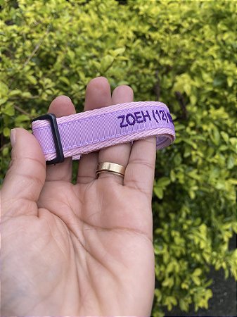 Coleira de identificação Bordada Premium-rosinha e lilás