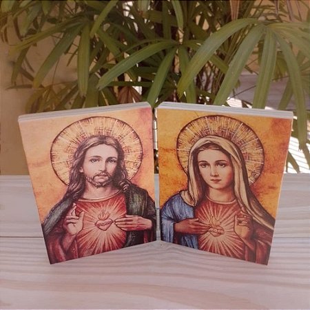 Díptico Sagrado Coração de Jesus e Imaculado Coração de Maria