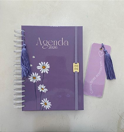 Agenda 2026 Lavanda com Margaridas + Marcador de Páginas Brinde 🌼