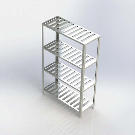 Estante Em Aço Inox Com 4 Planos Gradeado