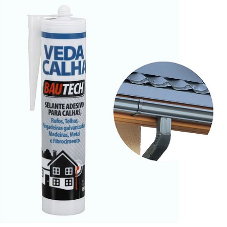 Bautech Veda Calha Cinza Selante Silicone 310ml Rufo Telha