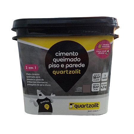 Cimento Queimado Pronto Quartzolit Cinza 4,5kg Rende 18m2