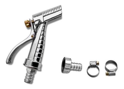 Esguicho Revolver Cromado Garden Metal C/ Bico E Abraçadeira