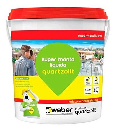 Super Manta Líquida Impermeabilizante 4kg Quartzolit Cinza