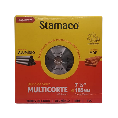 Disco Serra Circular Multicorte 185mm Alúminio Madeira Stamaco
