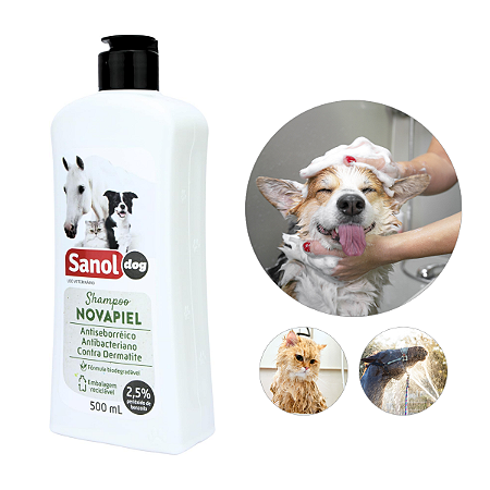 Shampoo Para Cães Gatos Cavalos Novapiel 500ml Sanol Dog