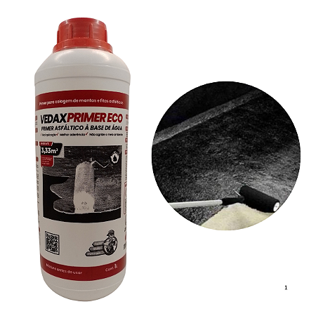 Primer Asfáltico Base Água Eco Mantas Fitas 1lt Vedax