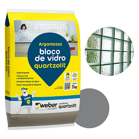 Argamassa Para Bloco de Vidro Rejunte 5kg Quartzolit
