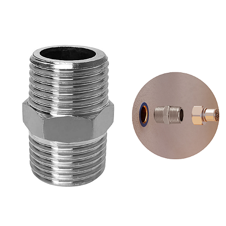 Niple Metal BSP 1/2&#39; x 1/2&#39; Rosca Cromado Hidráulico Garden