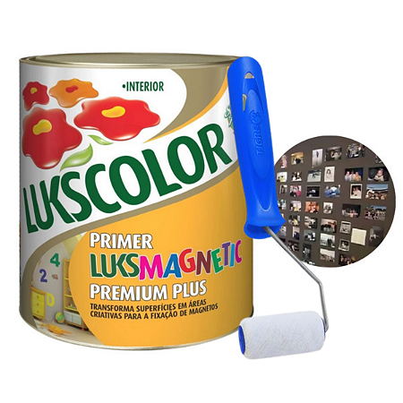 Tinta Magnética Paredes Lukscolor 900ml + Rolo Lã 5cm Tigre