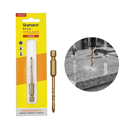 Broca P/Porcelanato Granito Mármore Aço Ponta Titânio Stamaco