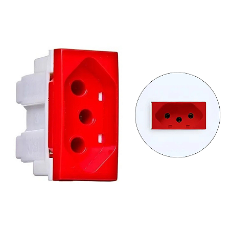 Módulo de Tomada Padrão 2P+T 20A VM Vermelho Alumbra Siena 6090