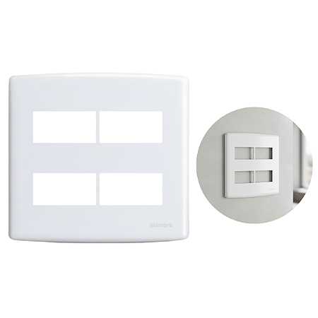 Placa Para 4 Módulos Distanciados 4x4 Alumbra Siena 6466