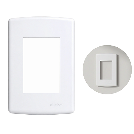 Placa Para 3 Módulo Horizontal 4x2 Alumbra Siena Branco 6403