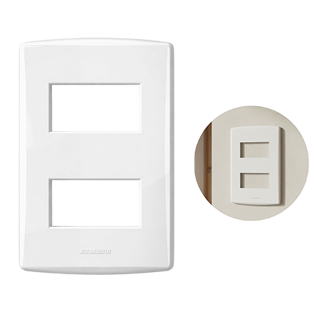 Placa Para 2 Módulo Distanciado 4x2 Alumbra Siena Branco 6406