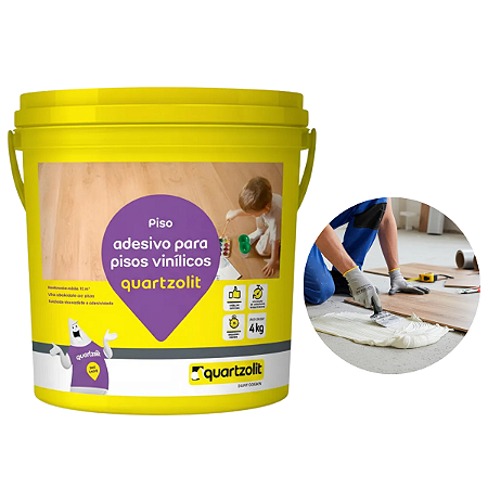 Adesivo Acrílico P/Pisos Vinilicos Branco Balde 4kg Quartzolit
