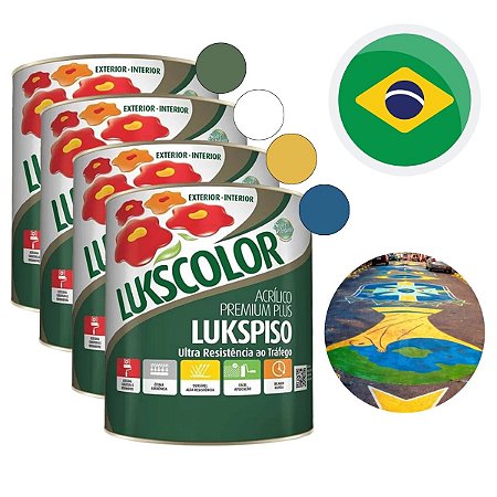 Kit 4 Tintas Piso Copa Do Mundo Decoração 900ml Lukscolor