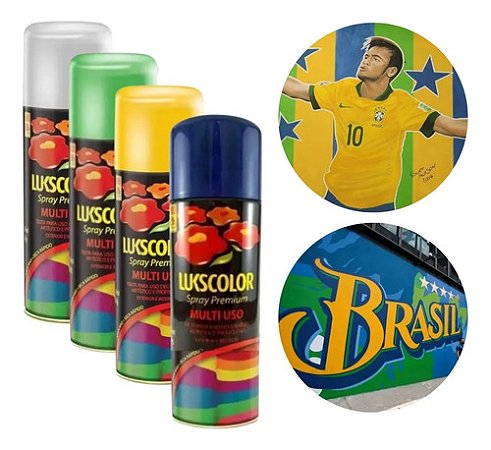 Kit 4un Tinta Spray Copa Do Mundo Decoração Brasil Lukscolor