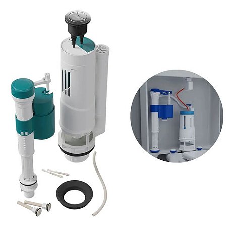 Kit Mecanismo Botao Duplo P/caixa Acoplada Completo Descarga