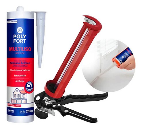 Silicone Acetico Multiuso Branco 250g Pulvitec + Aplicador