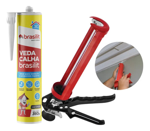 Kit Selante Veda Calha Rufo 360gr Quartzolit + Aplicador