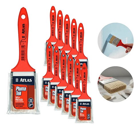 Kit 12un Pincel Multiuso 2 Polegadas Plumatek Atlas AT315