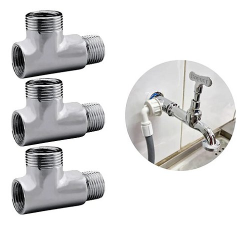 Kit 3un Adaptador T Para Tanque e Maquina de Lavar Parede 1/2 Garden