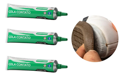 Kit 3un Cola Contato Sapato Tenis Bolsa Couro 75g Amazonas