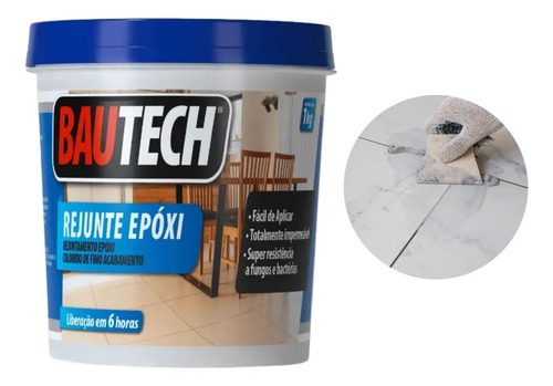 Rejunte Epóxi Porcelanato Impermeável 1kg Bautech Cores
