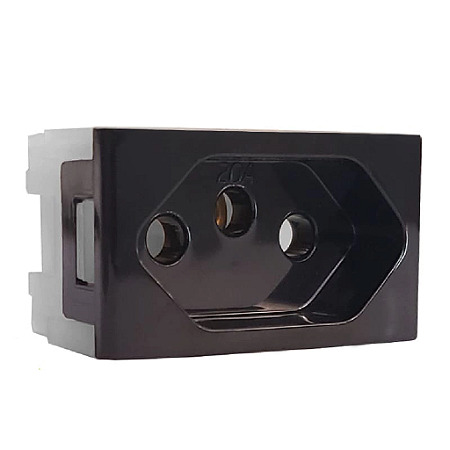Tomada Retangular Tipo Bloco 20A 3P NBR Preto - Qtmov - DX-99230.020