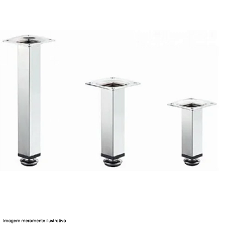 Pé Quadrado Inox Polido 10 cm com Regulagem – Marca Renna
