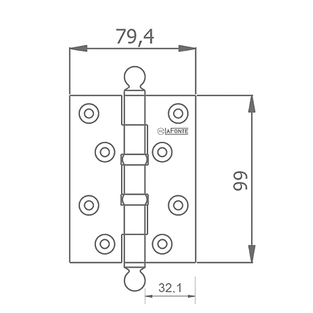 Dobradiça La Fonte 80 – 4 x 3″ Cromado Acetinado