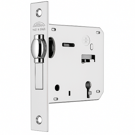 Fechadura Arouca Trinco Rolete Interna 084 com Roseta Redonda – Inox Polido