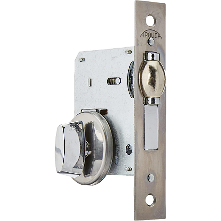 Fechadura Arouca Banheiro com Rolete – Inox Escovado e Roseta Abaulada 081
