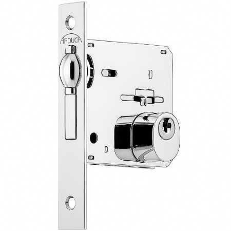 Fechadura Arouca WC com Rolete – Inox Polido com Roseta Abaulada (081)