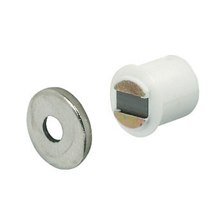 Fecho Magnético 1,8kg Branco – Embutido para Portas de Madeira com Furo 9mm