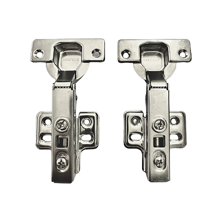 Par de Dobradiças Hafele Clip 35mm Inox Reta com Amortecedor – Fechamento Suave
