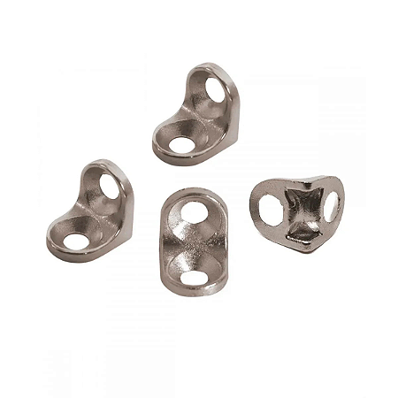 Suporte de Prateleira 13x13mm com 2 Furos Cantoneira Zamac Niquelado