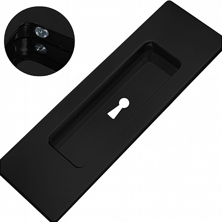 União Mundial Puxador Concha Embutir 150mm com Furo - Preto