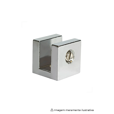 Suporte Cromado com Fenda e Encaixe Quadrado de 6 mm para Móveis