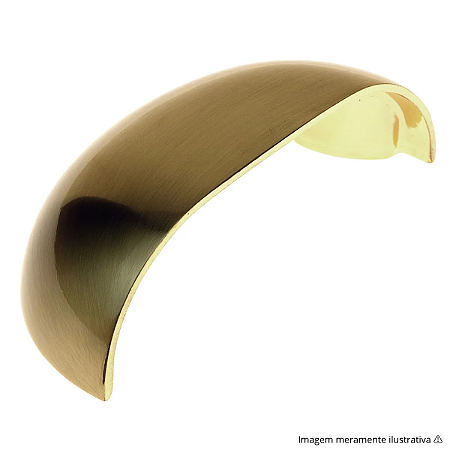 Puxador Concha 64 mm Dourado Escovado Gruppa – Design Retrô e Acabamento em Metal Dourado