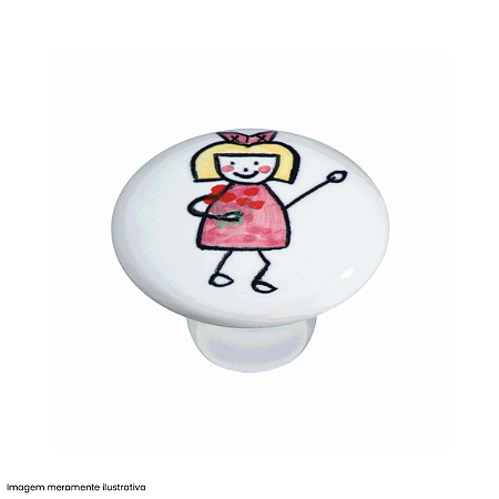 Puxador Decorativo Infantil IL 7049 Menina com Flor